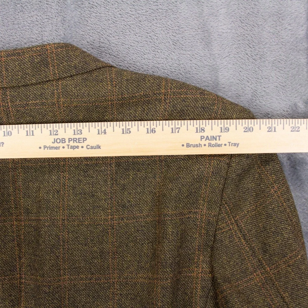 VTG Canali Mens 42R Brown Windowpane Wool Plaid‎ Blazer Jacket Sport Coat Italy